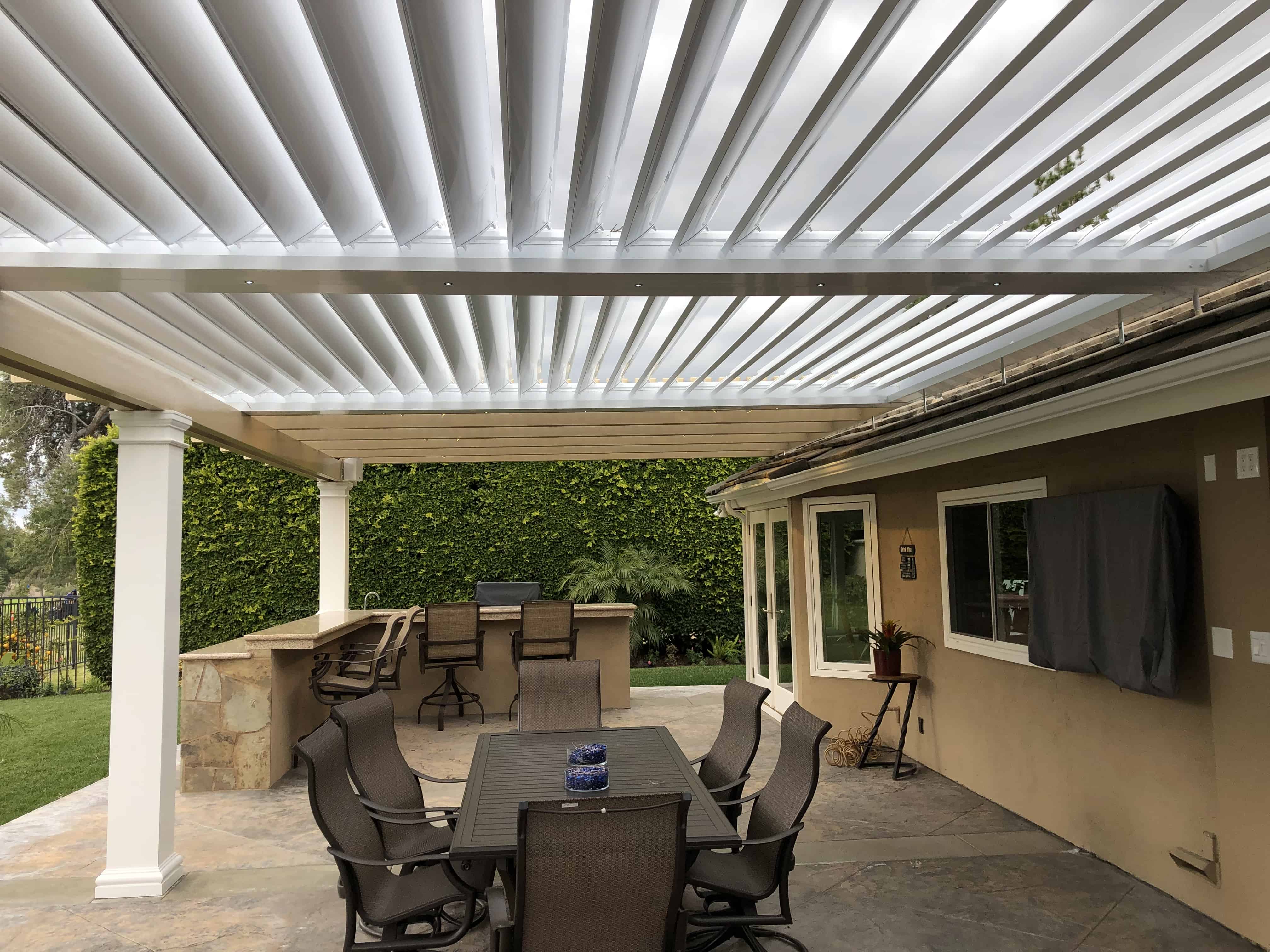 Equinox louvered & Maxxwood combination patio cover designs Alumawood