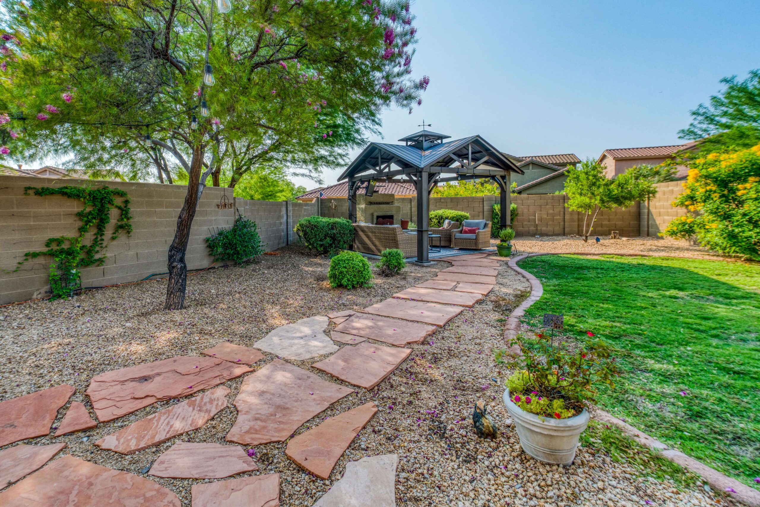 Backyard patio remodel with an Alumawood pergola