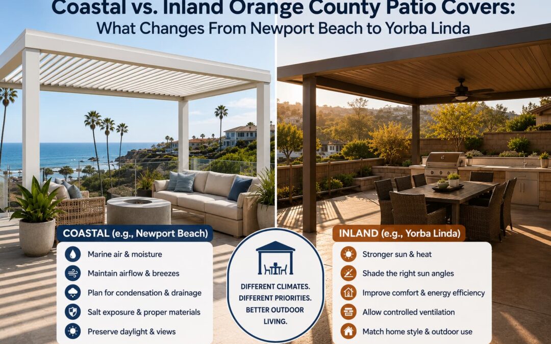Coastal vs. Inland Orange County Patio Covers: What Changes From Newport Beach to Yorba Linda